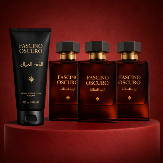 3x Fascino Oscuro 100ml + 1x Crema Idratante Fascino Oscuro – 150 ml